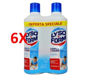 6 X Lysoform Casa Disinfetta E Pulisce Classico 2 Pezzi Da 1100 Ml