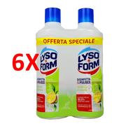 6 X Lysoform Casa Disinfetta E Pulisce Te' Verde & Limone 2 Pezzi Da 1100 Ml