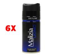3x Malizia Deodorante Spray Uomo 150 Ml. Skyline Made In Italy