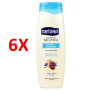 6 X Mantovani Shampoo Neutro Capelli Normali Con Estratto Di Semi Di Lino 400 M