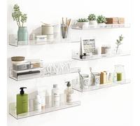 6 x Mensole Acrilico Trasparenti da Parete Scaffali a Muro Organizer 38x10x5 cm