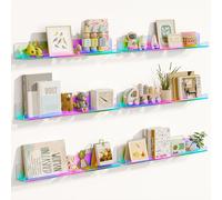 BAKAJI Set 6 Mensole in Acrilico da Parete Design Moderno, Scaffalatura a Muro Multiuso, Scaffale Organizer Camera da Letto, Soggiorno, Cucina, Bagno, Libreria Salvaspazio 38x10x4.8cm (Multicolor)