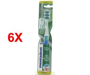 6 X Mentadent Vertical Expert Medium Spazzolino Da Denti Setole Medie