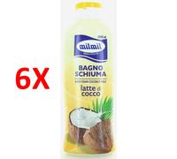 6 X Mil Mil Bagnoschiuma Latte Di Cocco 1000 Ml