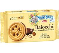 Mulino Bianco Biscotti Baiocchi con Crema alla Nocciola e Cacao per Colazione e Snack Dolce per la Merenda - 6 Porzioni da 6 Biscotti