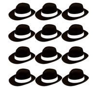 6 x Nero Gangster 1920's Al Capone Stile Fedora Hat Gatsby Trafficone Bianco