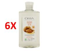 6 X Omia Ecobio Bagnoschiuma Seta Olio Di Mandorle 400 Ml
