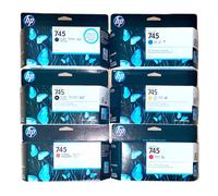 6 X Originale Inchiostro HP Designjet Z2600 Z5600 / N.745 Set F9J99A - F9J95A