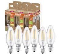 6 X Osram LED Filamento Candele 2,5W=40W E14 Chiaro Bianco Caldo 2700K Ultra [EEK: B]