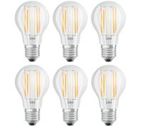 6 X Osram LED Filamento Lampade Forma di Pera 8W=75W E27 Trasparente 1055lm [EEK: D]