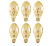 6 X Osram LED Filamento Ovale Lampada Vintage 4W=40W E27 Oro 470lm Extra [EEK: E]