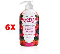 6 X Parisienne Fiorile Sapone Detergente Liquido Mani Frutti Rossi 500 Ml