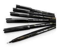 6 X Pentel Monouso Penna Stilografica - Marmorizzata Oro E Nero Barile - Nero