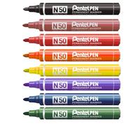 6 X Pentel N50 Pennarello Permanente Punta A Bullo - Scrive Una Linea Di 2Mm
