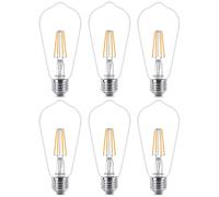 6 X Philips LED Filamento Edison ST64 5,5W=40W E27 Chiaro 470lm Bianco Caldo [EEK: F]