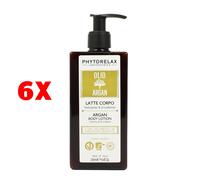 6 X Phytorelax Crema Corpo Olio Argan 250 Ml Latte Corpo Vellutante Emolliente