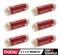 6 X ProDec 22.9cm Spessore Medio Tessuto Acrilico Ricarica Rullo Pittura Manica