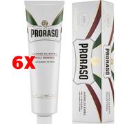 6 X Proraso Sapone Da Barba Pelli Sensibili Tubo Bianco 150 Ml Avena E Te' Verd