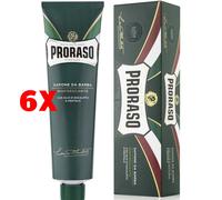 6 X Proraso Sapone Da Barba Rinfrescante Tubo 150 Ml Olio Eucalipto E Mentolo