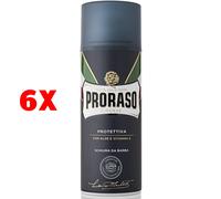6 X Proraso Schiuma Da Barba Protettiva Con Aloe E Vitamina E 400 Ml