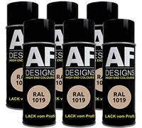 6 X RAL vernice spray auto vernice colorata RAL 1019 grigio beige lucido