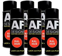 6 X RAL vernice spray auto vernice colorata RAL 3028 rosso puro opaco