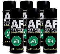 6 X RAL vernice spray auto vernice colorata RAL 6029 verde menta opaco