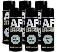 6 X RAL vernice spray auto vernice colorata RAL7001 grigio argento lucido