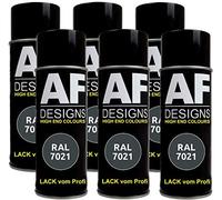 6 X RAL vernice spray per auto vernice colorata vernice spray RAL 7021 nero grigio opaco