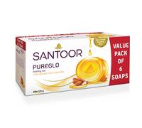 6 x sapone da bagno Santoor PureGlo Glycerine con olio di mandorle - 125 g - ...