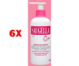 6 X Saugella Girl Ph4,5 Protettivo E Lenitivo 200 Ml Bambine Dai 3 Anni