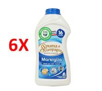 6 X Spuma Di Sciampagna Detersivo Bucato Liquido Lavatrice E A Mano - Profumo M