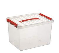6 x SUNWARE - Scatola Q-Line da 22 litri - 400 x 300 x 260 mm, colore: trasparente/Rosso