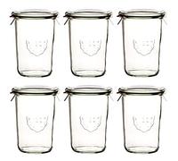 6 x svegii-vasetti da conserva 850 ml (3/4 litri) con anello in gomma e 2 morsetti