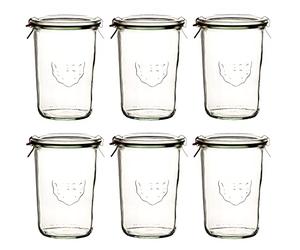 6 x svegii-vasetti da conserva 850 ml (3/4 litri) con anello in gomma e 2 morsetti