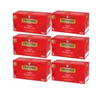 6 x Twinings English Breakfast Tea 25 bustine Black Tea Classic Blend