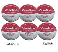 6 X Vaseline Labbra Terapia Rosy Labbra Latta 20g (Confezione 6)