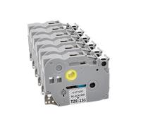 6 x Veson compatibili con Brother P-Touch nastro TZe-131 TZe-131 TZe131 12mm x 8m di lunghezza, nastro di stampa laminato per i modelli PT H105 H110 1000 1005 1010 D400 Cube - Nero su Trasparente