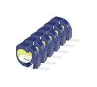 6 x Veson etichette compatibili per Dymo Letratag 12 mm x 4 m, nastro compatibile come ricambio per Dymo LetraTag Plastic White per Dymo LT-100H LT-100T 200B XR XM, nero su bianco 91221