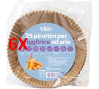 6 X Vikit 25 Pirottini Con Diamedtro 16 Cm E 4 Cm Di Altezza Per Friggitrice Ad