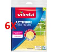 6 X Vileda Actifibre Panno Per Vetri E Finestre