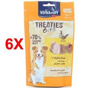 6 X Vitakraft Cane Treaties Bits Con Pollo Busta 120 Grammi Snack Premio