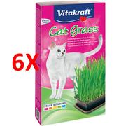 6 X Vitakraft Cat Grass Busta Miscela Di Semi Pregiati 120 Grammi