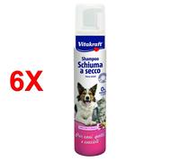 6 X Vitakraft Shampoo Schuma A Secco Per Cani - Gatti - Cuccioli Profumo Florea