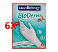 6 X Walking Guanto Lattice Sintetico Bioderm Usa E Getta 40 Pz.small/medium