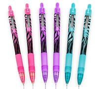 6 X Zebra Z-Grip Liscio a Sfera Pen-Funky Fiamma Righe Barrel-Blue/ Rosa/ Viola