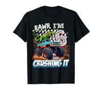 6 Year Old Boys 6th Birthday Monster Truck Dinosaur T-Rex Maglietta