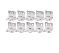 60/10 pezzi Staffa angolare universale in acciaio inossidabile, angolo retto fisso a 90 gradi, accessorio for mobili in legno, telaio del letto(4 Holes- 10PCS sliver)