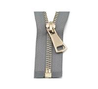 60-150cm 5# Cerniera per giacca in metallo Cerniera aperta Chiusura automatica Cerniera in metallo dorato per abbigliamento Cerniere per cucire, Grigio, 90cm