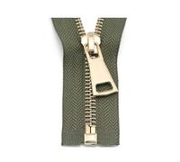 60-150cm 5# Cerniera per giacca in metallo Cerniera aperta Chiusura automatica Cerniera in metallo dorato per abbigliamento Cerniere per cucire, Army Green, 70cm